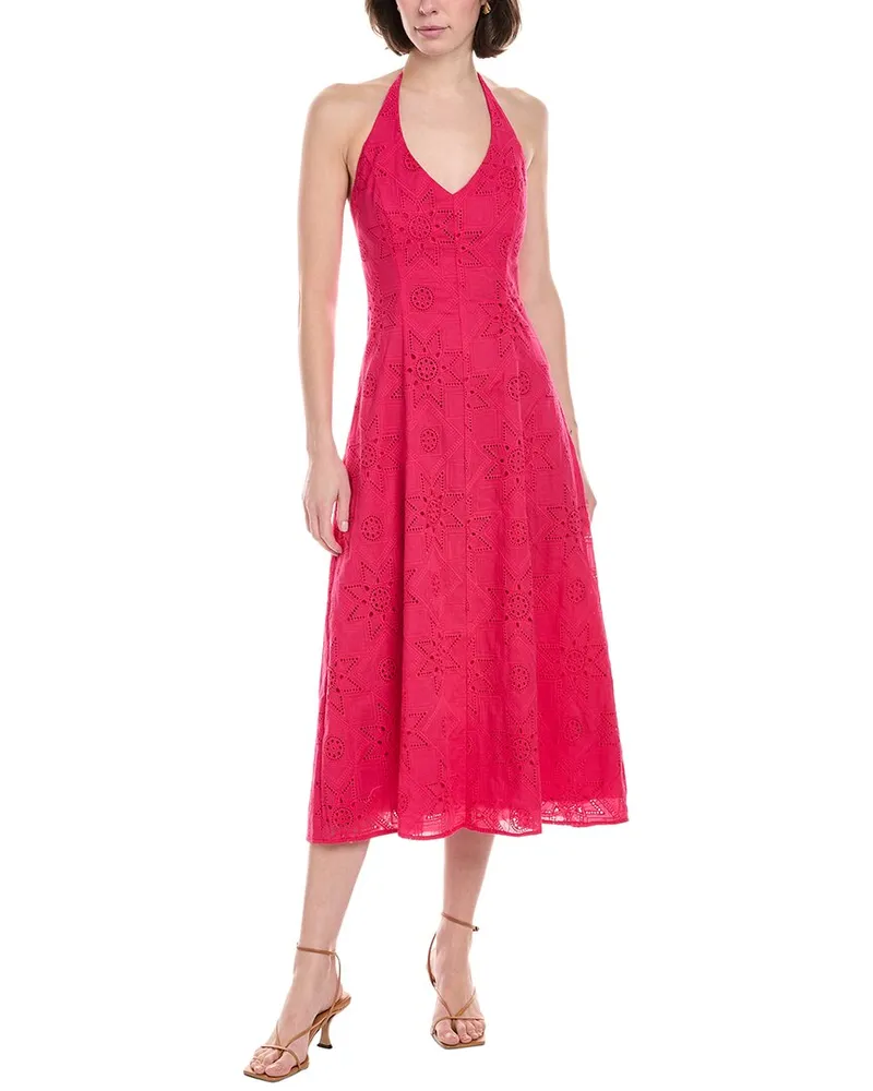 Johnny Was Eden Halter Midi Dress Pink