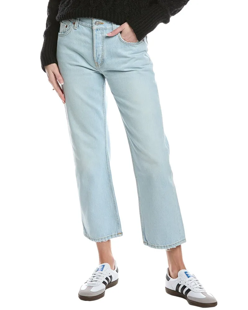 RE/DONE Easy Straight Acqua Crop Jean Blue