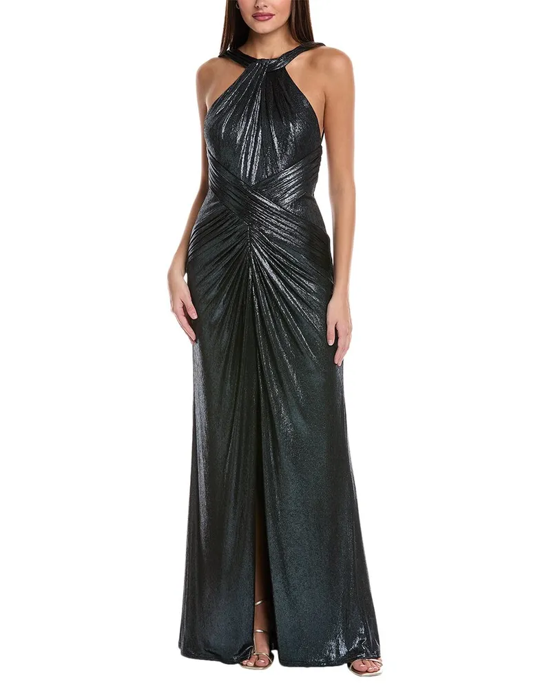 Tadashi Shoji Halter Maxi Dress Metallic