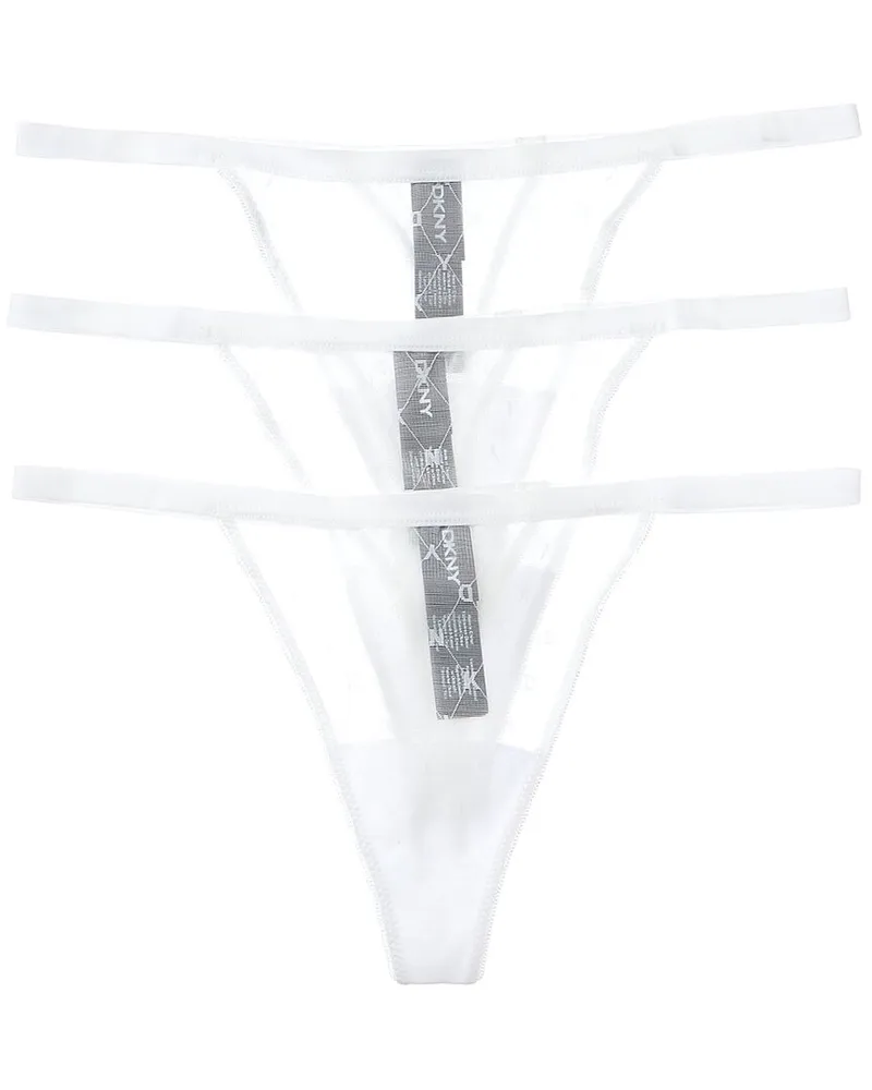 DKNY 3pk Monogram Mesh Thong White