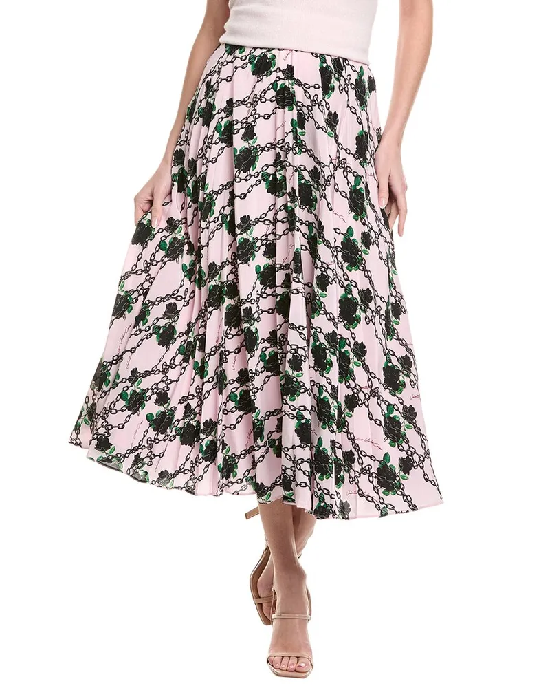 Valentino Garavani Pleated Silk Skirt Purple