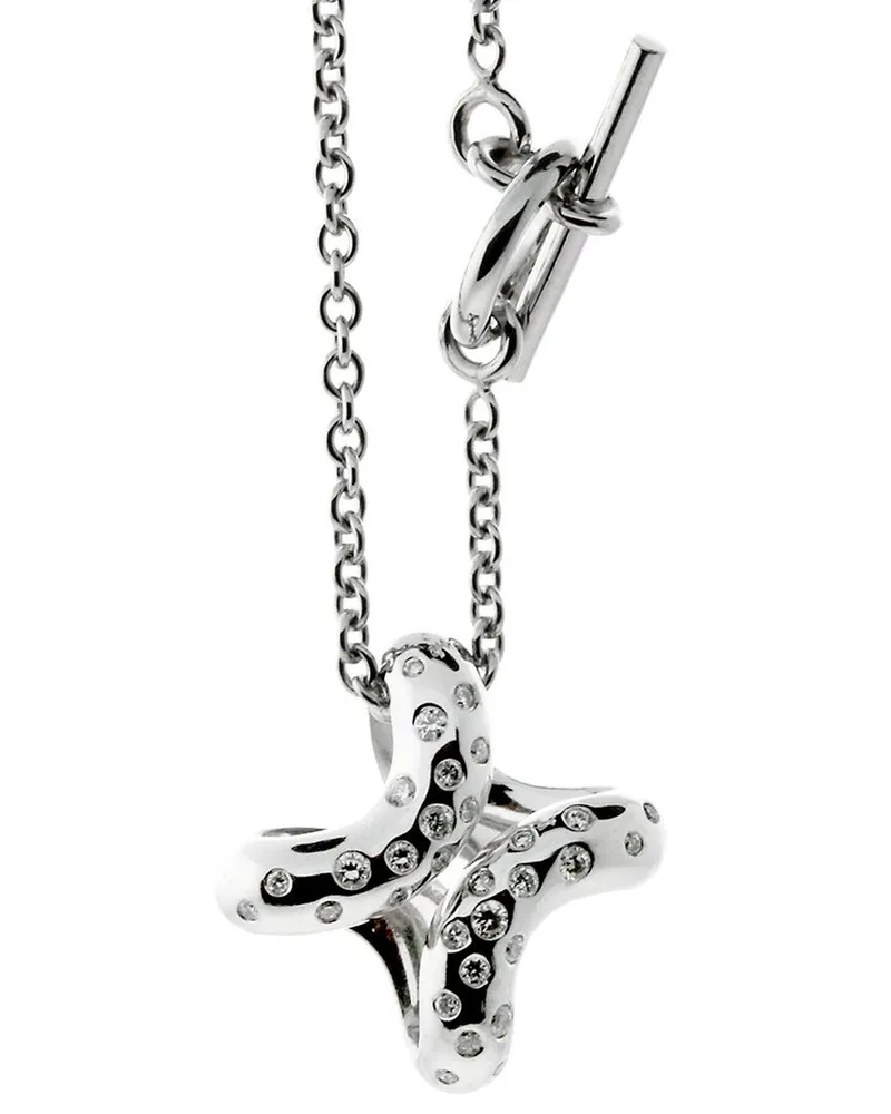 Hermès 18K 0.60 ct. tw. Diamond H Necklace (Authentic Pre-Loved Nocolor