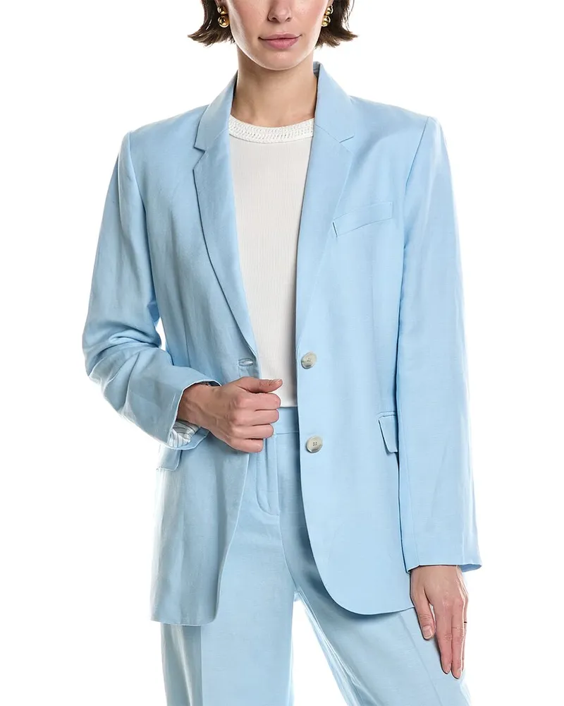 Anne Klein Linen-Blend Blazer Blue