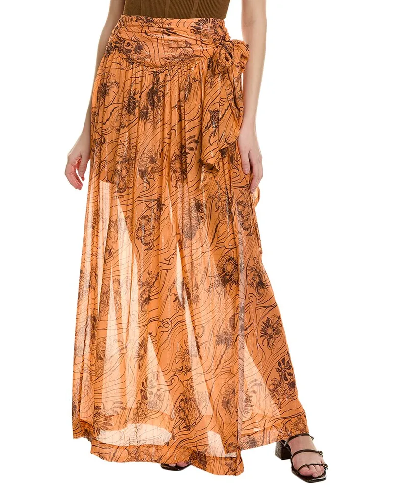 Sabina Musayev Patina Silk-Blend Maxi Skirt Orange