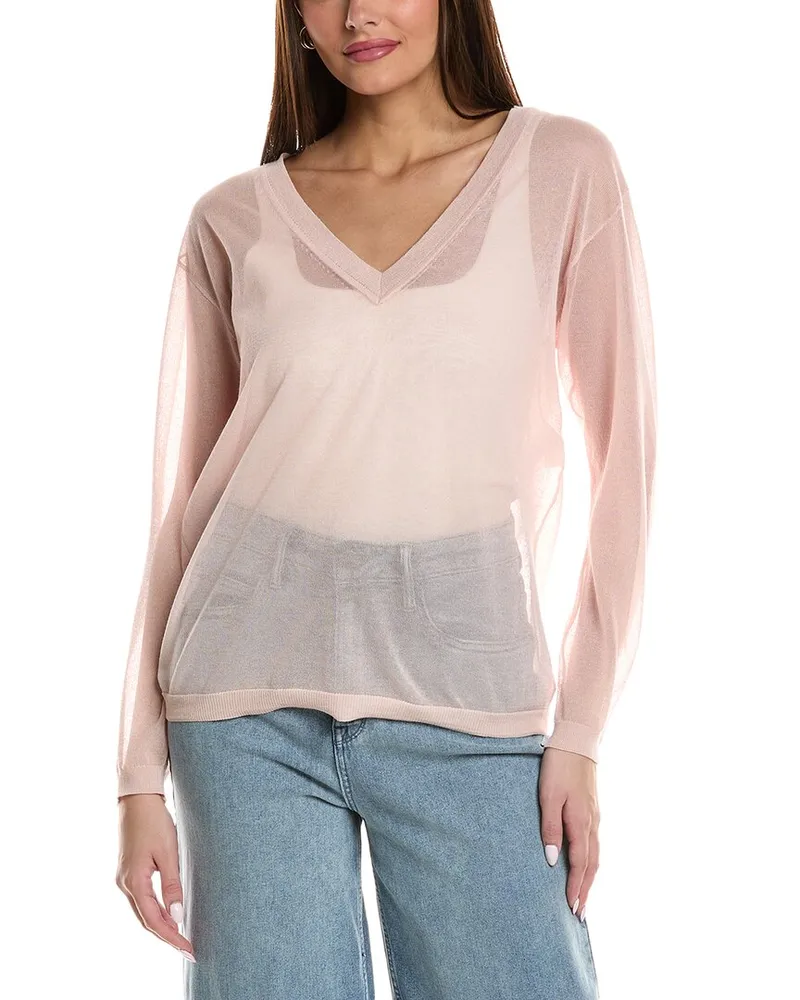 Kenneth Cole Sheer Oversized Sweater Pink
