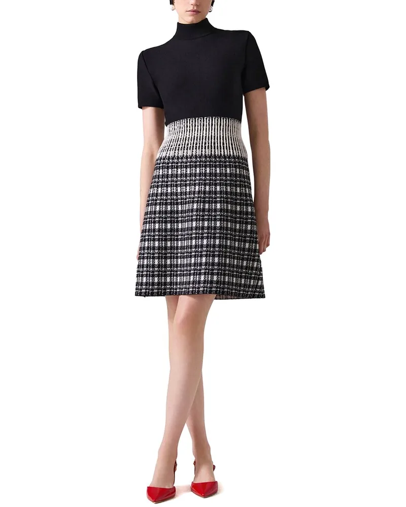 Carolina Herrera New York Mock Neck Wool-Blend Mini Dress Black