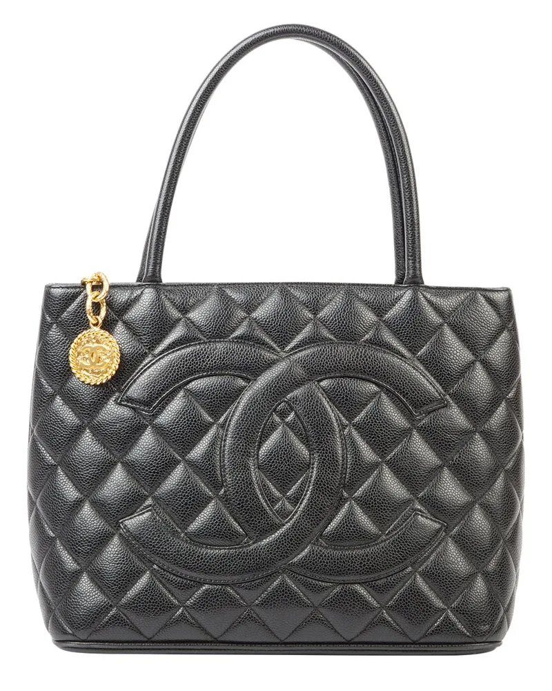Chanel Black Caviar Leather Medallion Tote GHW Tote (Authentic Pre-Loved Nocolor