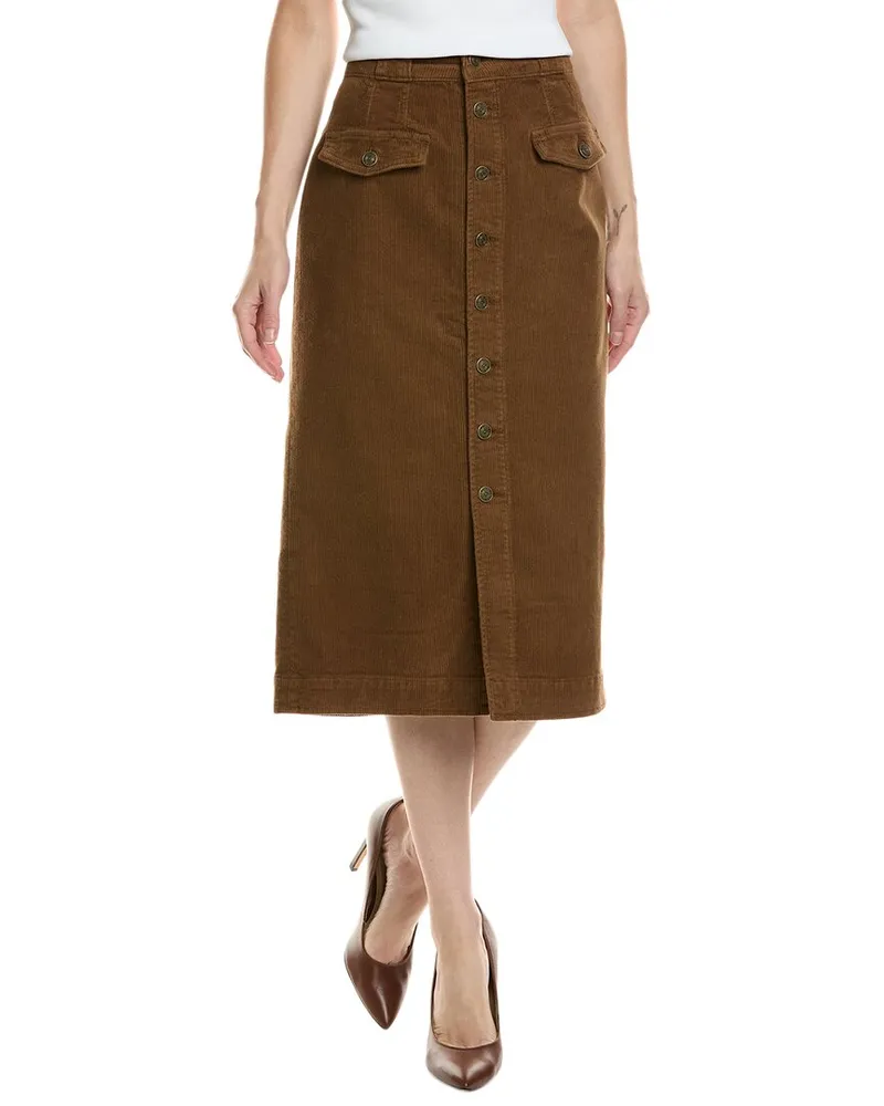 Frame Denim The Penelope Midi Skirt Brown