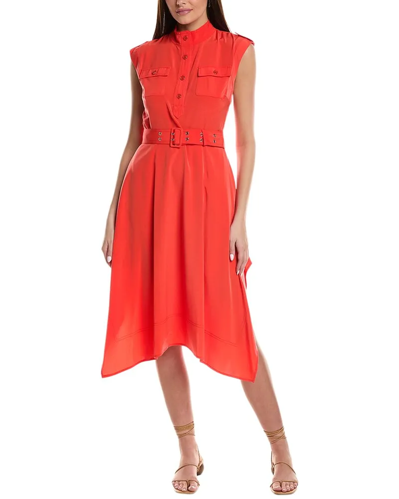 Karl Lagerfeld Belted Midi Dress Red