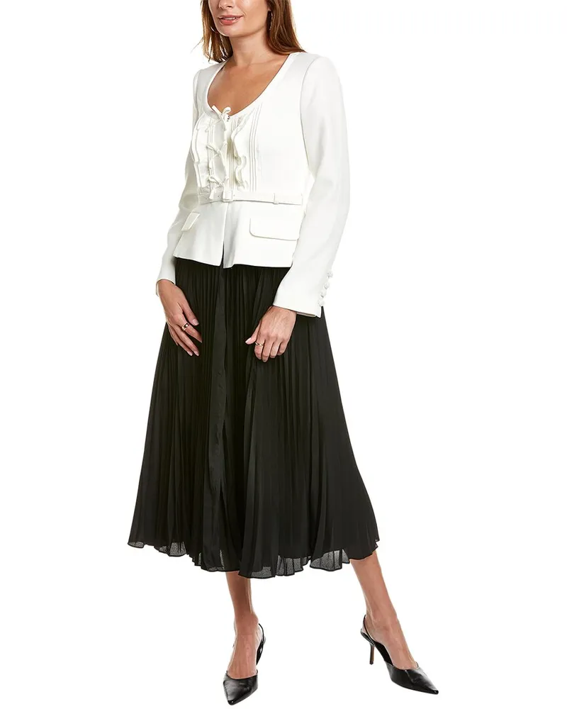 Self-Portrait Self-Portrait Pleated Midi Dress White