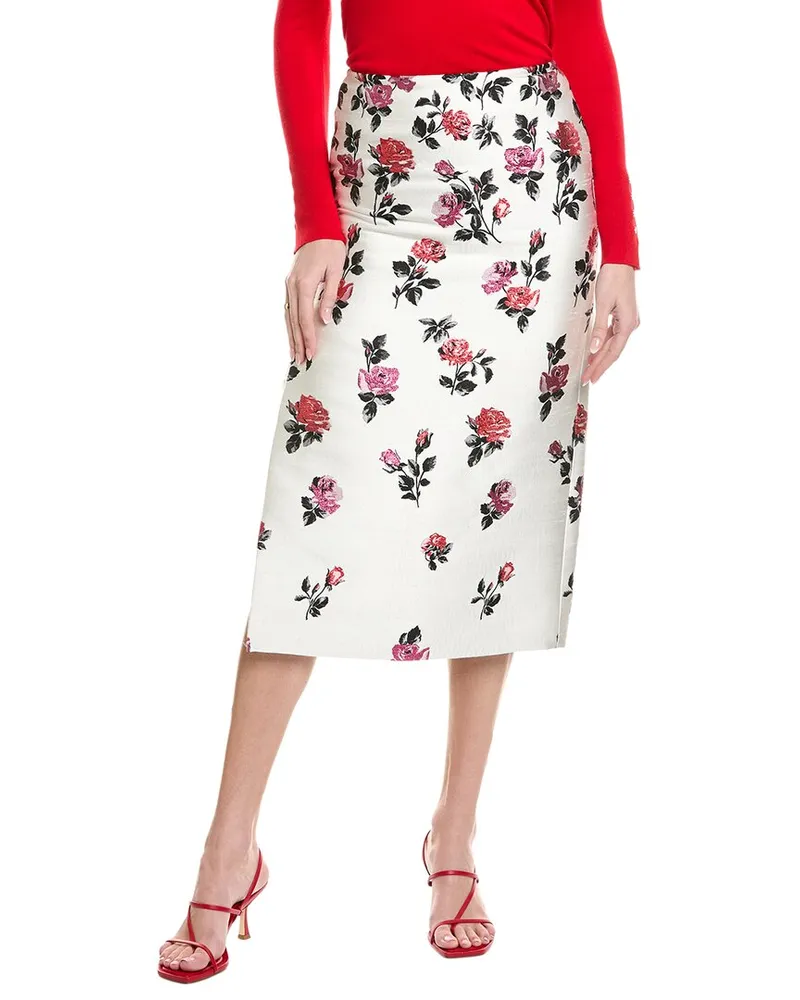 Valentino Garavani Jacquard Silk-Blend Skirt White
