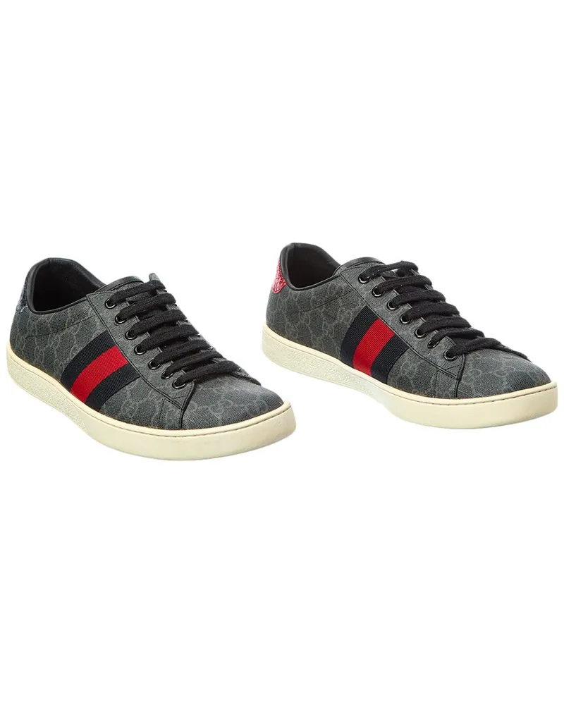 Gucci Ace GG Supreme Canvas & Leather Sneaker (Authentic Pre-Loved Black