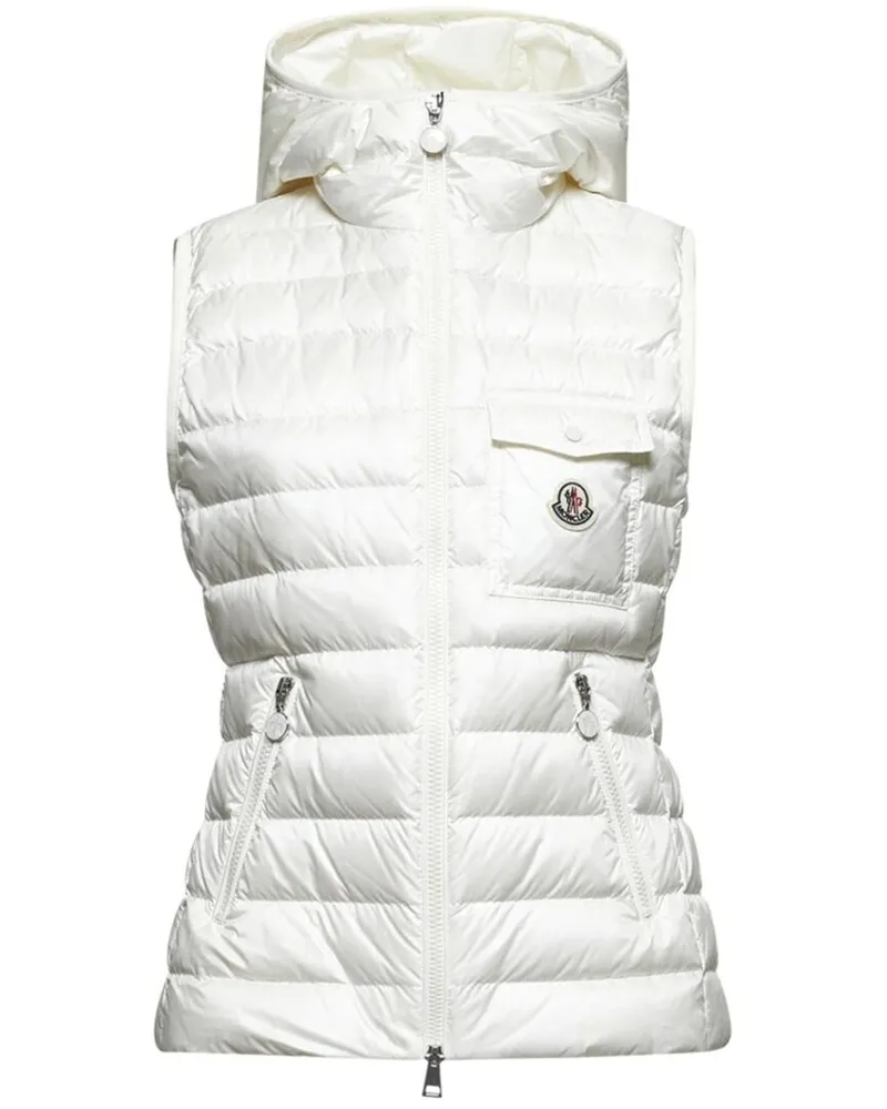Moncler Glygos Hooded Down Vest White