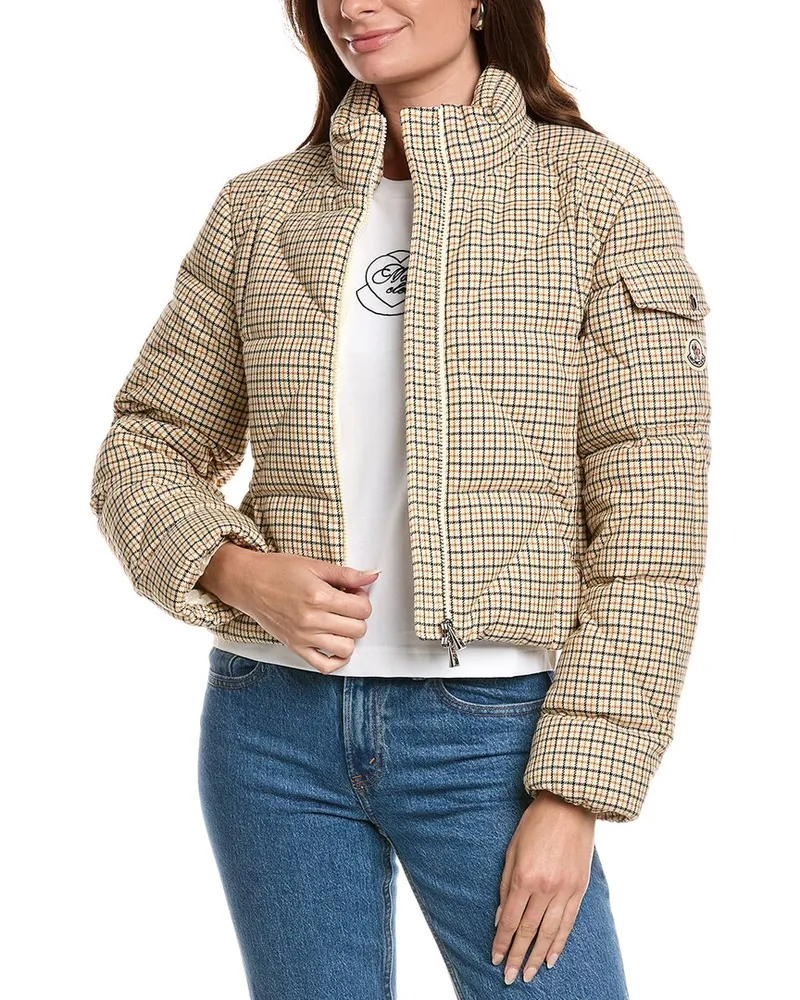 Moncler Quilted Wool-Blend Down Jacket Beige