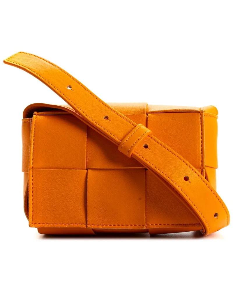 Bottega Veneta Orange Intrecciato leather Mini Candy Cassette Handbag (Authentic Pre-Loved Nocolor