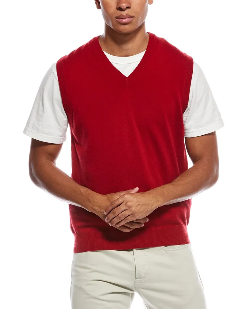 N.Peal Westminster Slipover Cashmere Vest Red