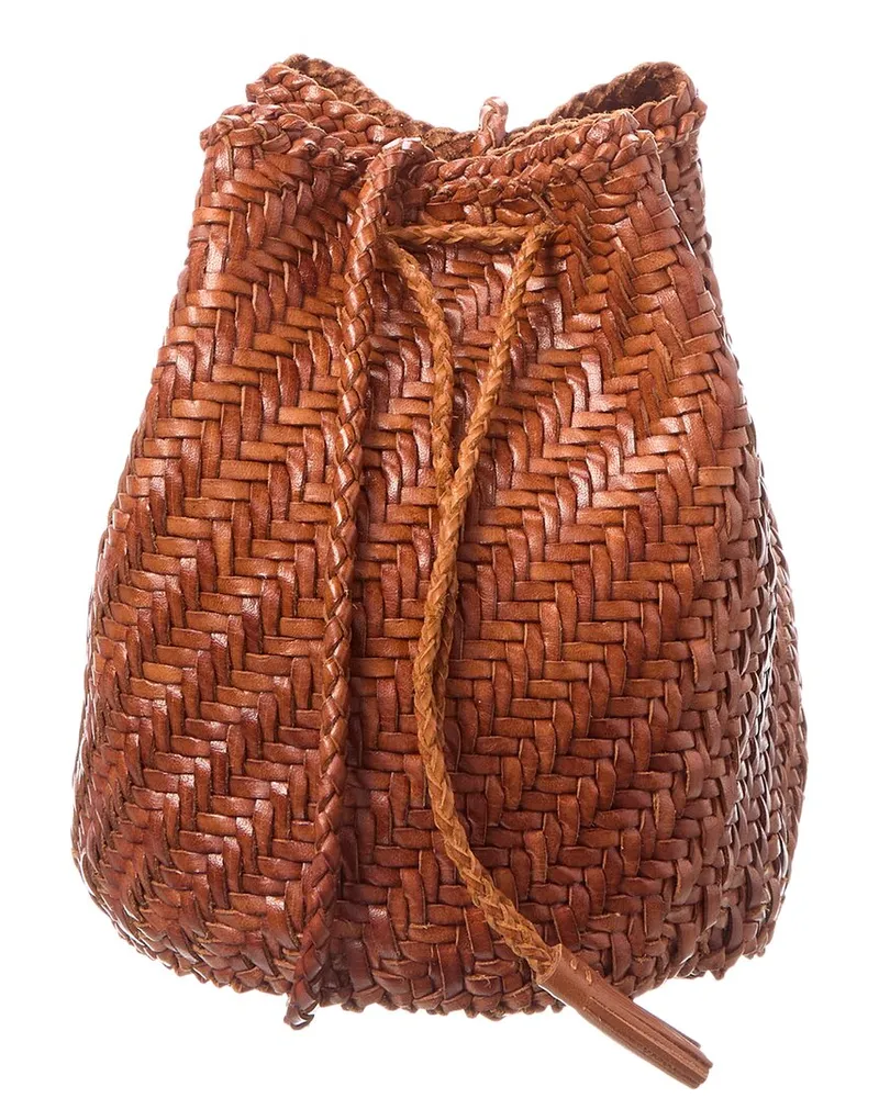 Dragon Diffusion Pompom Double Jump Leather Crossbody Brown