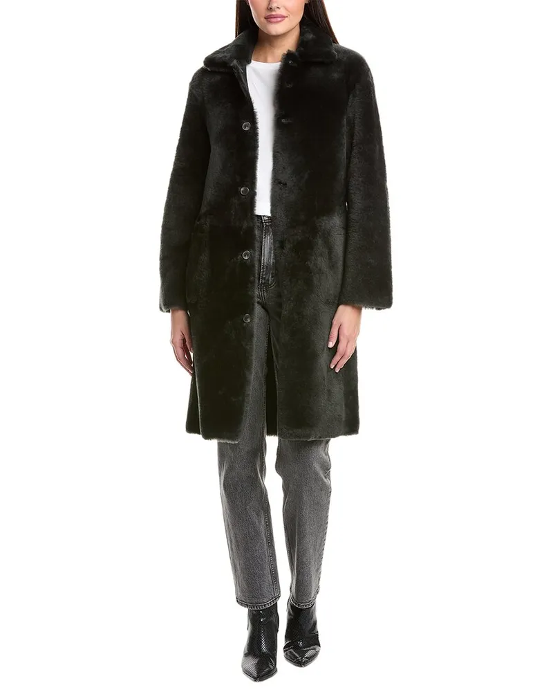 AllSaints Serra Reversible Shearling Coat Green