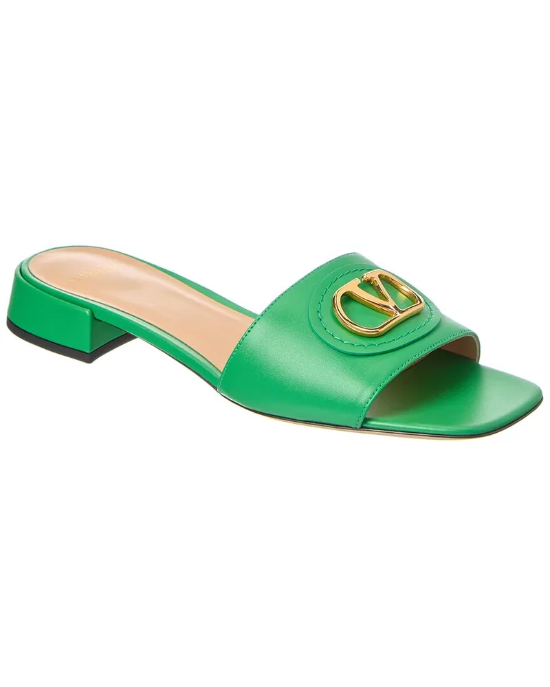 Valentino Garavani VLogo Signature Leather Sandal Green