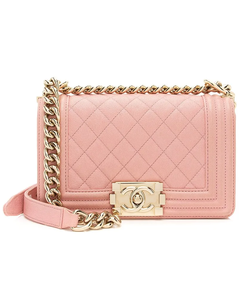Chanel Pink Quilted Caviar Leather Boy Small Shoulder Bag (Authentic Pre-Loved Nocolor