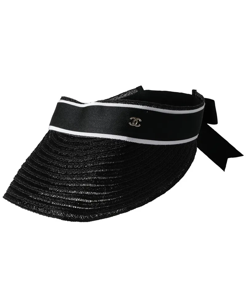 Chanel Black Abaca Cotton Ribbon Visor, Size Medium (Authentic Pre-Loved Nocolor