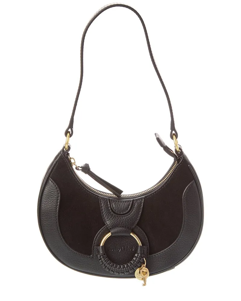 See by Chloé Hana Half-Moon Leather Hobo Bag Black
