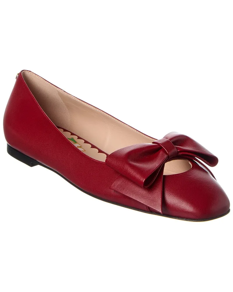 Valentino Garavani Bowow Leather Ballet Flat Red