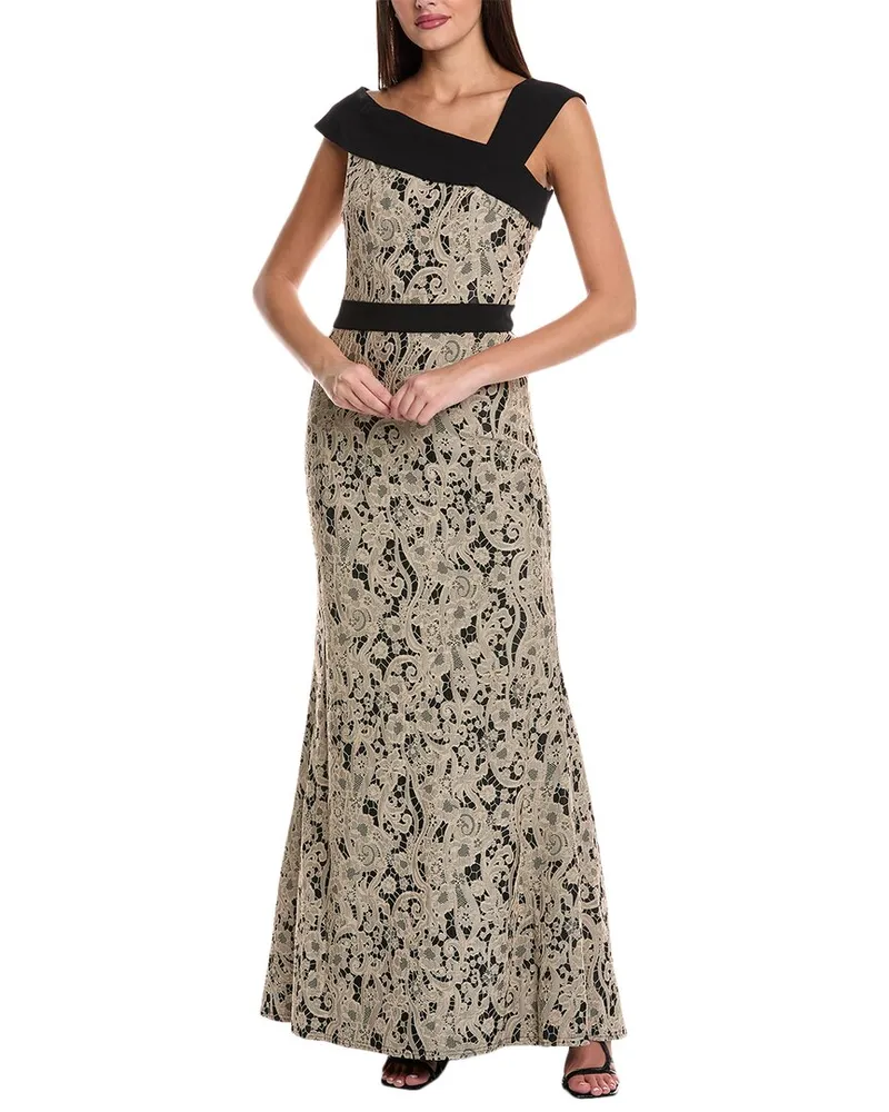 Tadashi Shoji Bonded Lace Gown Beige