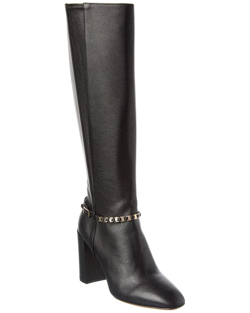 Ferragamo Triba Leather Knee-High Boot Black
