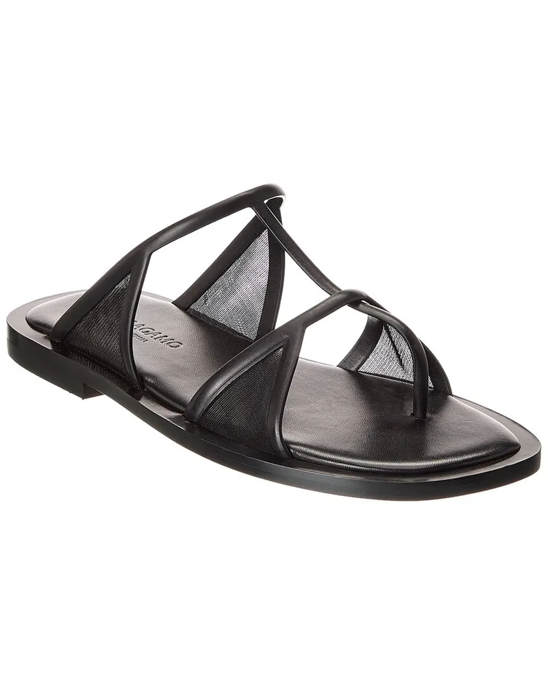 Ferragamo Gioventu Leather Sandal Black
