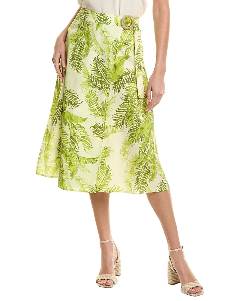 Nicole Miller Faux Wrap Skirt Green
