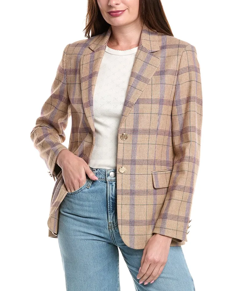 Maje Wool-Blend Blazer Tan