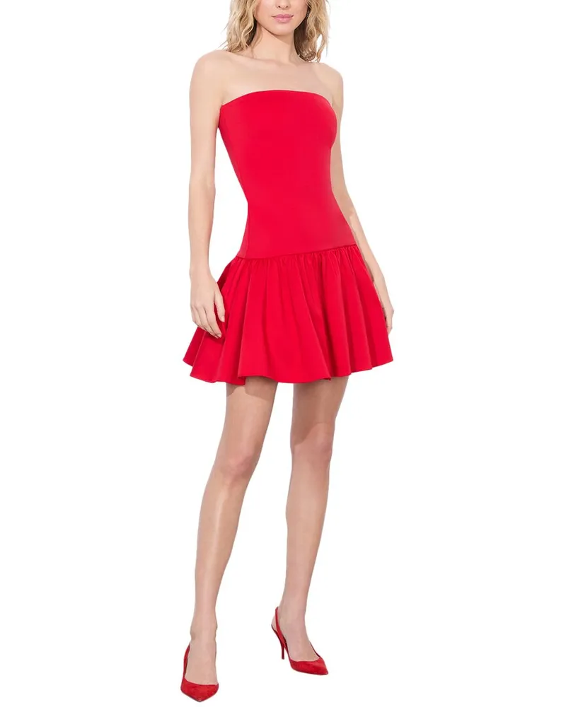 Alice + Olivia Oriana Strapless Drop Waist Mini Dress Red