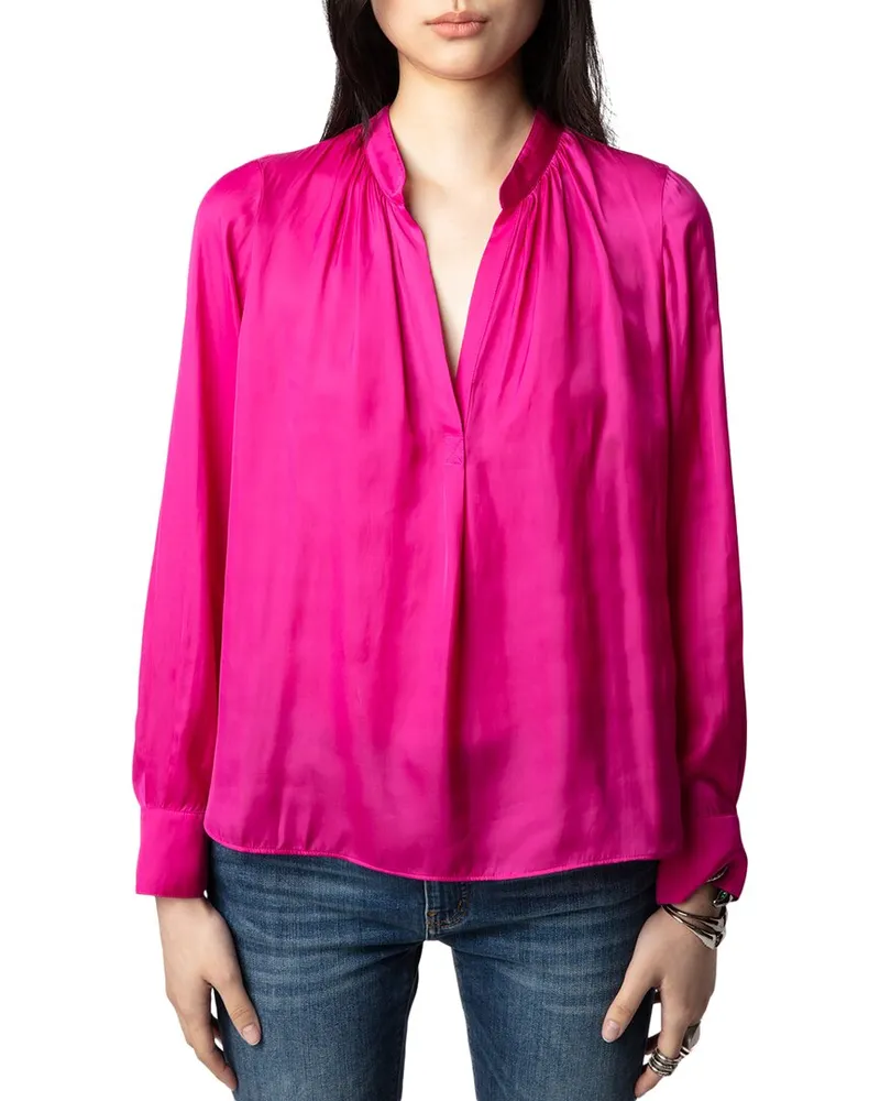 Zadig & Voltaire Tink Satin Raye Shirt Pink