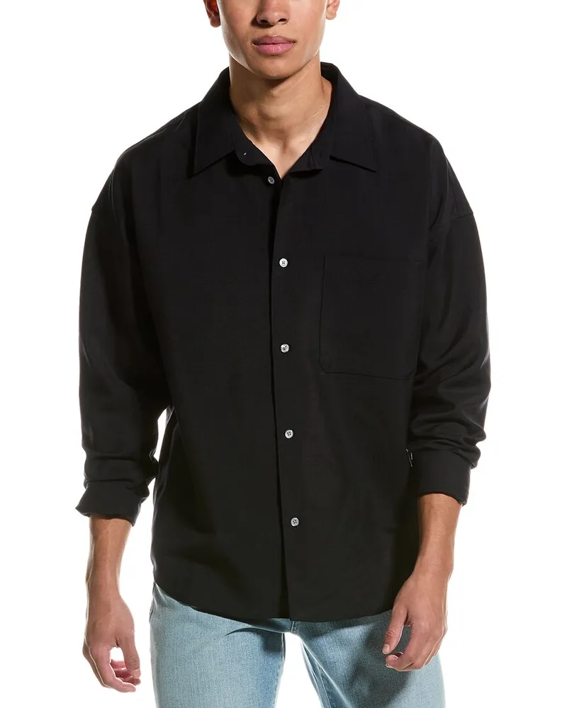Frame Denim Relaxed Wool & Mohair-Blend Shirt Blue