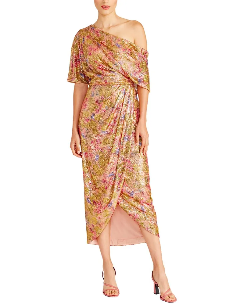 THEIA Jade Draped High Low Gown Nocolor
