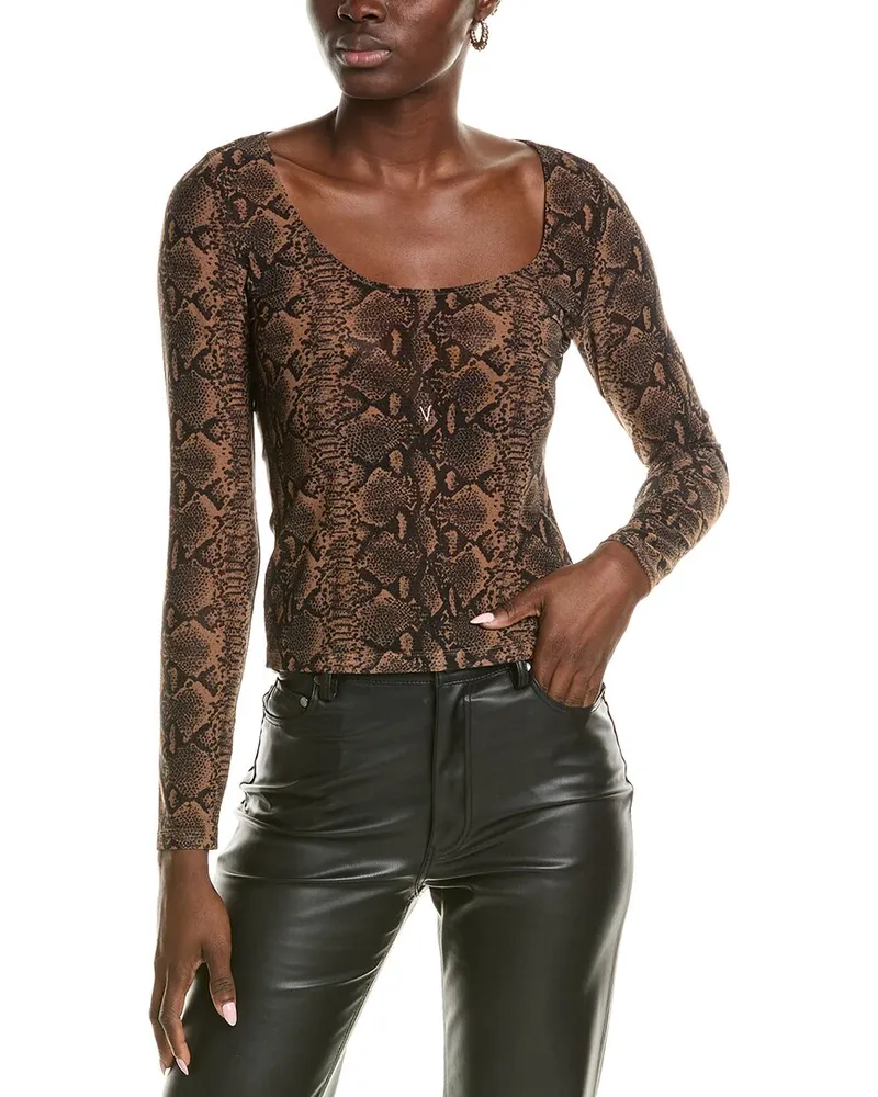 Alice + Olivia Delaina Scoop Top Brown