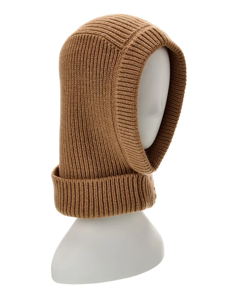 Fendi Ribbed Wool & Cashmere-Blend Balaclava Beige