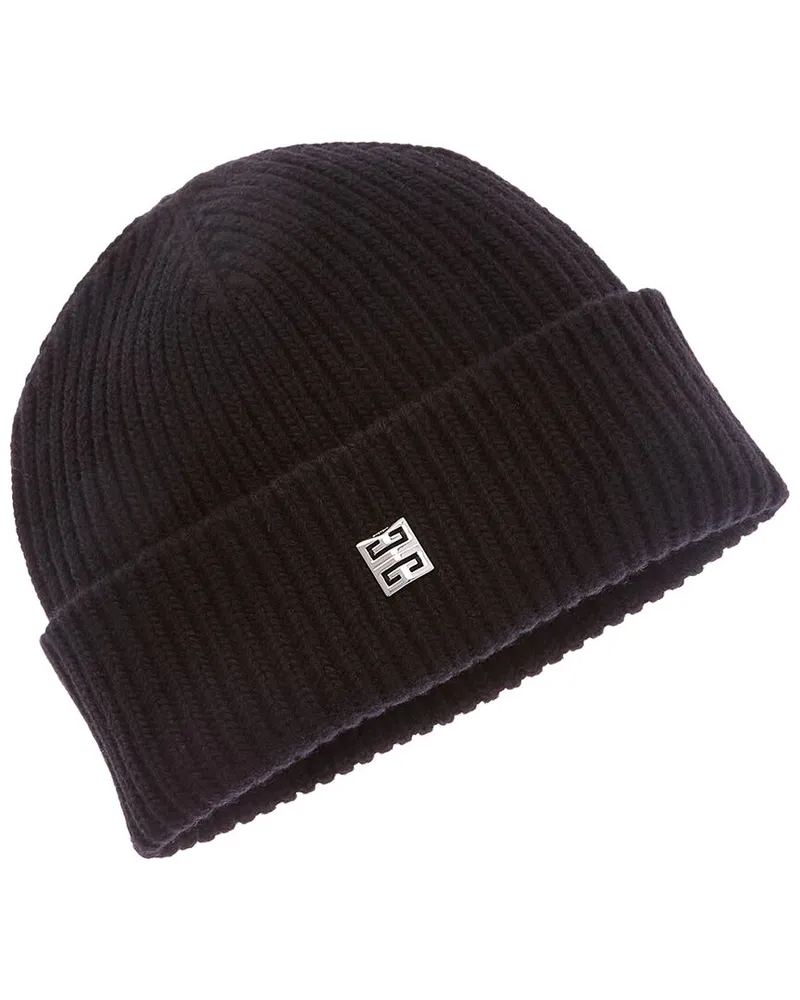 Givenchy 4G Metal Patch Wool & Cashmere-Blend Beanie Black