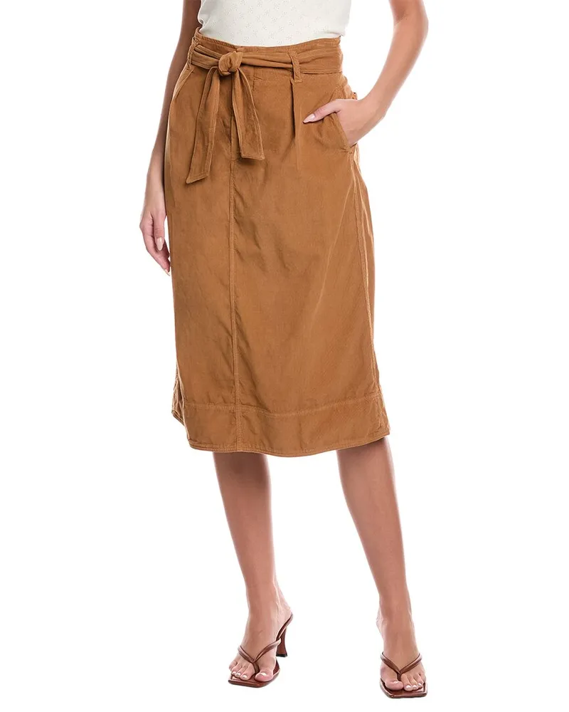 Graham & Spencer Tie Waist Corduroy Skirt Brown