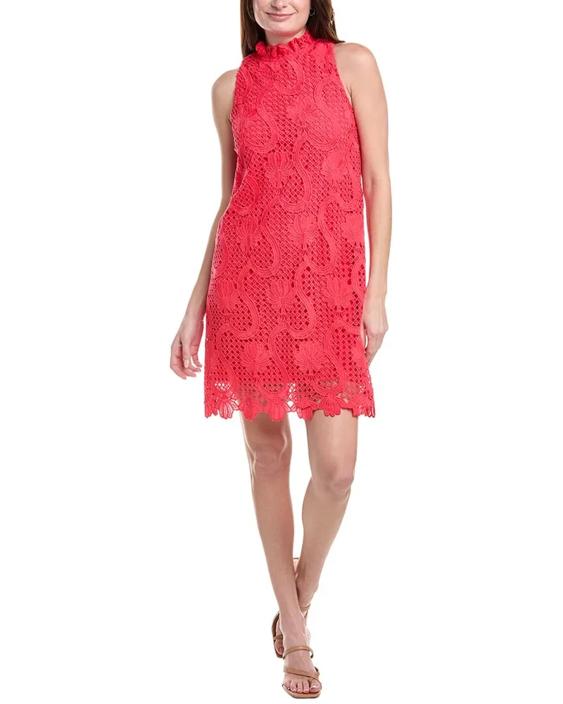Anne Klein Guipure Lace Shift Dress Pink