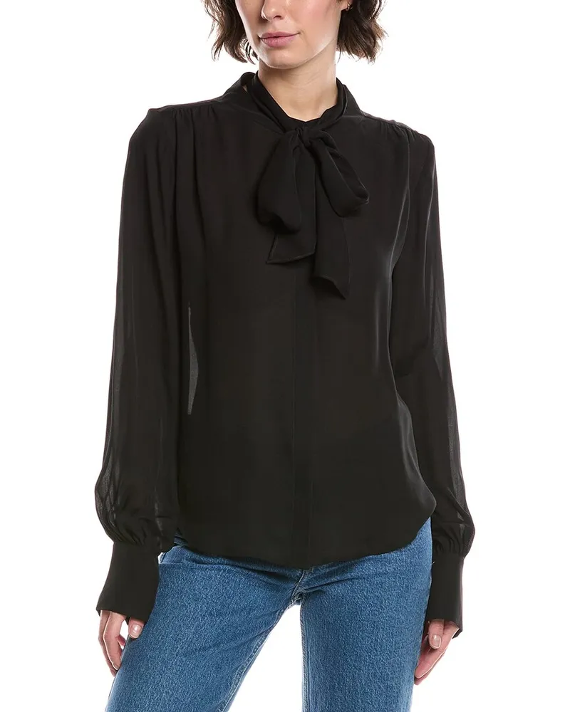 7 for all mankind Bow Silk Shirt Black