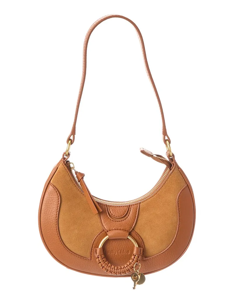 See by Chloé Hana Half-Moon Leather Hobo Bag Brown