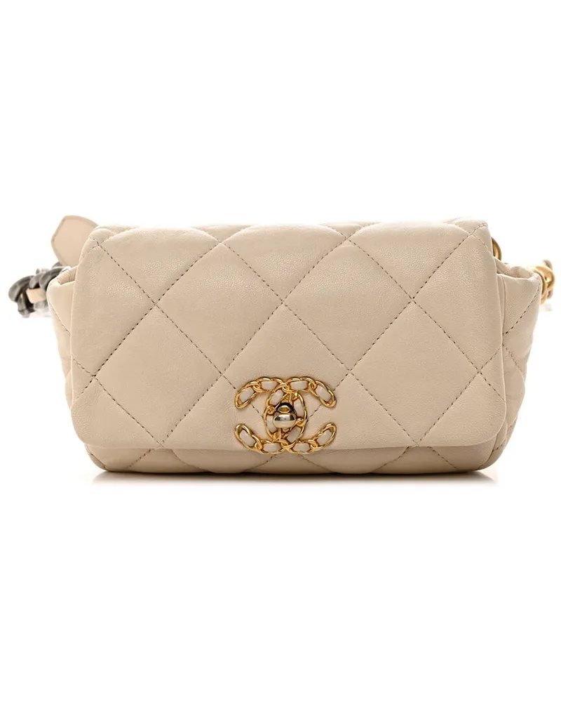 Chanel Beige Lambskin Quilted Leather 19 Waist Bag (Authentic Pre-Loved Nocolor