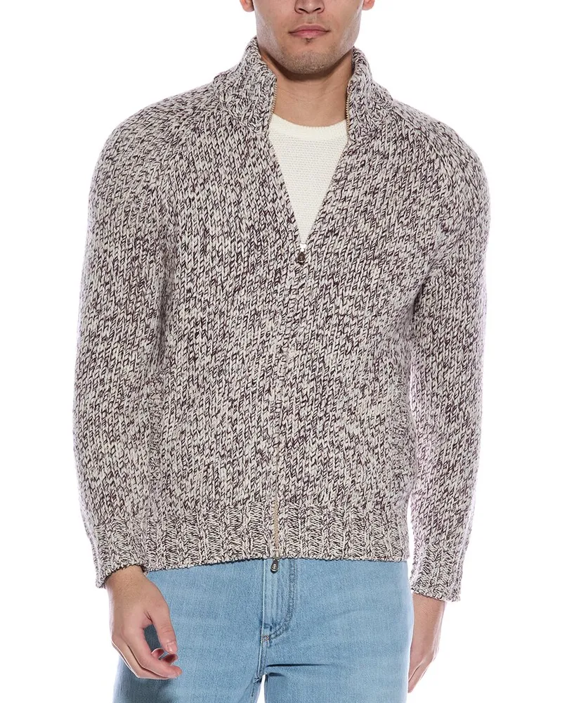 Brunello Cucinelli Wool, Cashmere & Silk-Blend Zip Front Sweater Nocolor