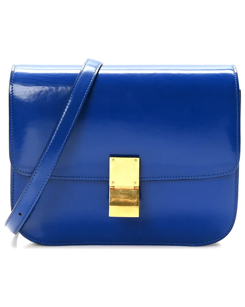 Celine Blue Calfskin Leather Medium Classic Box Flap Bag (Authentic Pre-Loved Nocolor