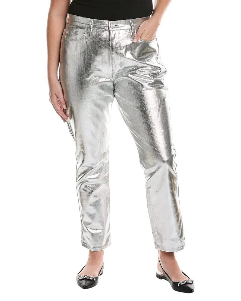 Frame Denim Plus Le Sylvie Silver Chrome Slender Straight Jean Silver