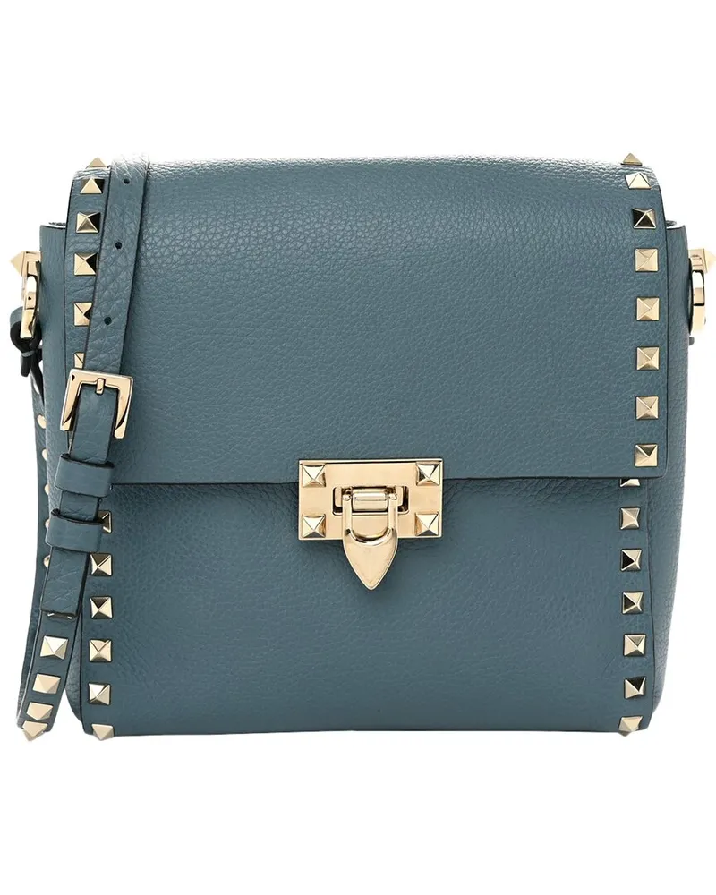 Valentino Garavani Amadeus Pebbled Calfskin Leather Rockstud Flip Lock Flap Messenger  Bag (Authentic Pre-Loved Nocolor