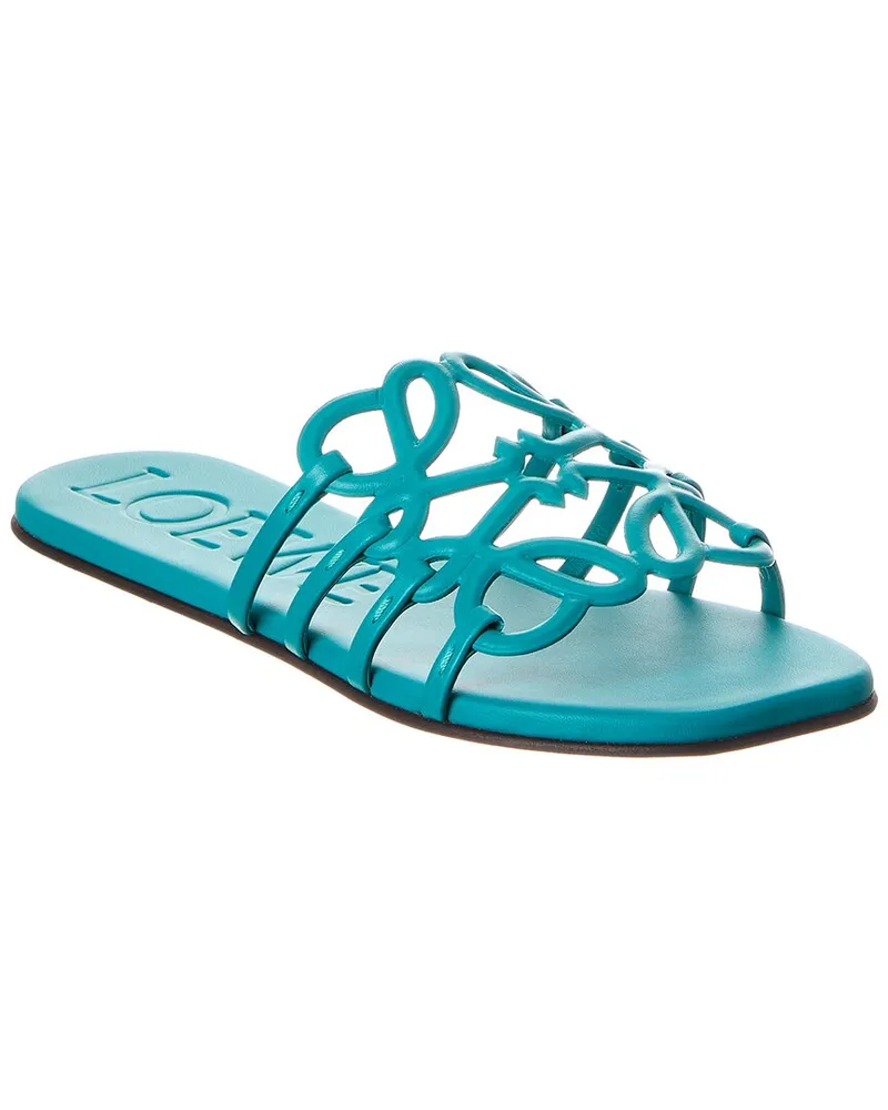 Loewe Petal Anagram Leather Sandal Blue
