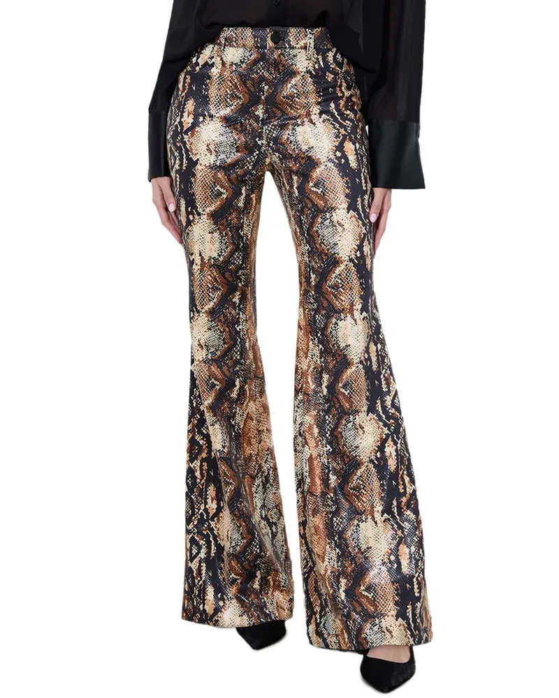 Alice + Olivia Cristena Snake Mr. Flare Jean Beige
